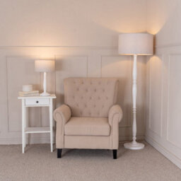 Valuelights Victoria Traditional White Wood Candlestick Table Lamp With Grey Drum Shade - Led Bulb Included - thumbnail 4