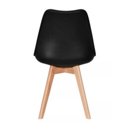 Life Interiors Set Of 4  Black Scandinavian Dining Chairs With Leather Cushions Solid Wood Legs - thumbnail 4