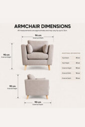 Loft Home Aria Classic Natural Oatmeal Fabric Armchair - thumbnail 3