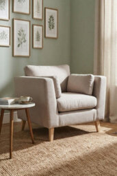 Loft Home Aria Classic Natural Oatmeal Fabric Armchair - thumbnail 1