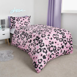 OHS Leopard Reversible Duvet Cover Set Quilt Pillowcases Bedding, Pink - Double - thumbnail 3
