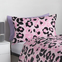 OHS Leopard Reversible Duvet Cover Set Quilt Pillowcases Bedding, Pink - Double - thumbnail 6