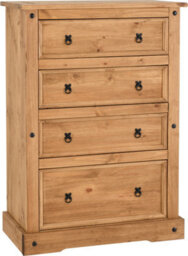 Seconique Corona 4 Drawer Wide Chest In Distressed Waxed Pine - thumbnail 2