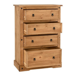 Seconique Corona 4 Drawer Wide Chest In Distressed Waxed Pine - thumbnail 3