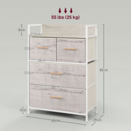 Homcom Bedroom Chest Of Drawers 4 Drawer Dresser W/ Shelf, Natural - thumbnail 3
