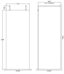 Balterley Hollinsclough Contemporary Bathroom 8mm Glass Wetroom Screen With Arms & Feet, Matt Black, 1950 X 800 X 14mm - thumbnail 4