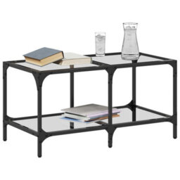 Berkfield Coffee Table With Transparent Glass Top 78.5X40X40 Cm Steel - thumbnail 3