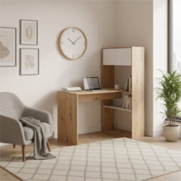 Amos Mann Furniture Suflex White And Oak Modern Flexible Desk With Storage - 018316W - thumbnail 4