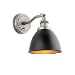 Luminosa Lighting Luminosa Franklin Metal Wall Lamp, Aged Pewter Plate, Matt Black Paint - thumbnail 6