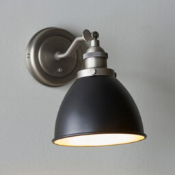 Luminosa Lighting Luminosa Franklin Metal Wall Lamp, Aged Pewter Plate, Matt Black Paint - thumbnail 2