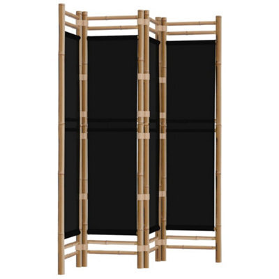Berkfield Classic Folding 4-Panel Room Divider 160 Cm Bamboo And Canvas - image 1