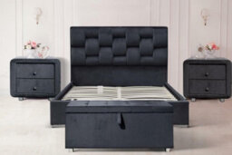 Comfy Living 5Ft Auckland Plush Velvet Fabric Bed Frame Grey - thumbnail 2