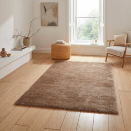 Beige Plain Shaggy 45mm Thick Stain-Resistant Rug For Bedroom, & Dining Room, Easy To Clean Modern Rug-120Cm X 170Cm - thumbnail 3