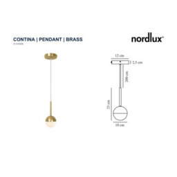 Nordlux Contina Metal Pendant Light Hand Blown Glass Brass,mains - thumbnail 6