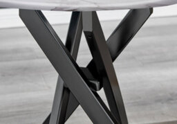 Furniturebox Uk Novara Round Side Table With White Glass Marble Effect Top And Black Legs - thumbnail 4