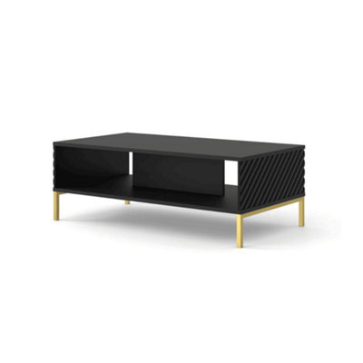 Arte Modern Surf Coffee Table In Black Matt W900mm X H430mm X D600mm - image 1