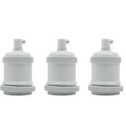 3Pcs E27 Brass Lamp Holder Batten Lampholder  E27 Bulb Socket White Metal Screw Base Socket Lamp Holder Pendant Holder Fitting - thumbnail 1