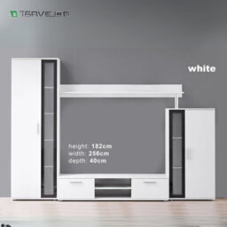 Bentley Modern Tv Entertainment Unit  White Black Glass Living Room Furniture Set With Led Lights - thumbnail 2