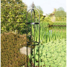 Poppy Forge Mini Tower, Garden Obelisk, Plant Support - Solid Steel - L25 X W22.9 X H139.7 Cm - Black
