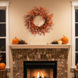 CLEFFNS 43Cm Artificial Halloween Orange Forsythia Flower Fall Wreath For Door Fireplace Farmhouse Wall Window Home Outdoor Autumn Decor - thumbnail 8