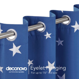 Deconovo Blackout Curtains, Stars Foil Printed Thermal Insulated Curtains, Eyelet Curtains, W46 X L72 Inch, Blue, 1 Pair - thumbnail 7