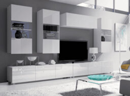 "Arte Calabrini 5 Entertainment Unit: Elegant All-White - W3000mm X H1050mm X D430mm For Tvs Up To 60"""