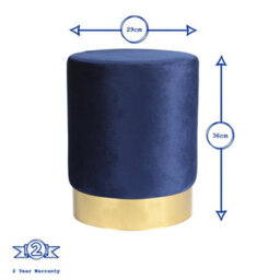 Harbour Housewares Round Velvet Foot Stool - Blue - Modern Dressing Table Pouffe Footstool Vanity Seats Vanity Chair Pouf - thumbnail 3