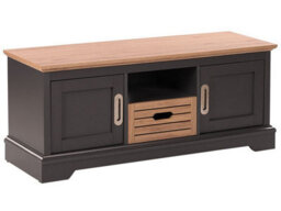 Beliani Grey Tv Stand For Tvs Up To 52 Inch, 2 Cabinets And Drawer, Wood-Look Laminate Top - thumbnail 3