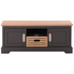 Beliani Grey Tv Stand For Tvs Up To 52 Inch, 2 Cabinets And Drawer, Wood-Look Laminate Top - thumbnail 1