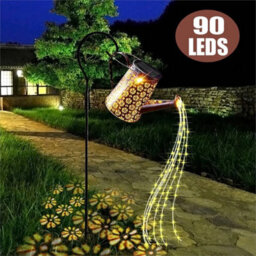 Solar Powered Watering Can 90 Led String Light Outdoor Garden Lamp Uk - thumbnail 1