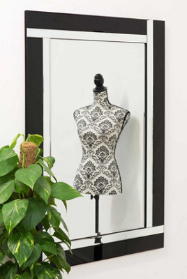 Mirroroutlet Aston Black All Glass Dress Mirror 120 X 80 Cm - image 1
