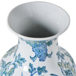 Beliani Flower Vase Llanes Porcelain 36 Cm White/ Blue - thumbnail 4