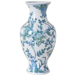 Beliani Flower Vase Llanes Porcelain 36 Cm White/ Blue