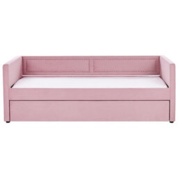 Beliani Trundle Bed Corduroy Mimizan 90 X 200 Cm (Eu Single) Pink - thumbnail 6