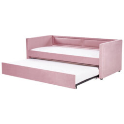 Beliani Trundle Bed Corduroy Mimizan 90 X 200 Cm (Eu Single) Pink - thumbnail 4