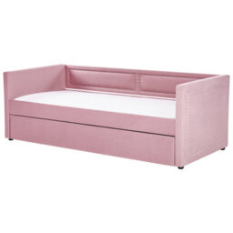 Beliani Trundle Bed Corduroy Mimizan 90 X 200 Cm (Eu Single) Pink - thumbnail 5