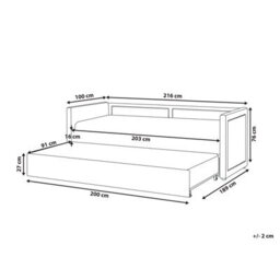 Beliani Trundle Bed Corduroy Mimizan 90 X 200 Cm (Eu Single) Pink - thumbnail 3
