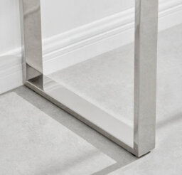Furniturebox Miami Modern Rectangular Clear Glass Console Table With Square Silver Chrome Metal Legs For Minimalist Living Room Or Hallway - thumbnail 4