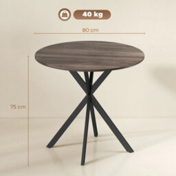 80Cm Round Dining Table, Industrial Kitchen Table With Steel Legs - thumbnail 2
