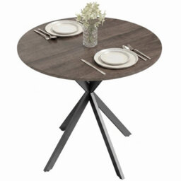 80Cm Round Dining Table, Industrial Kitchen Table With Steel Legs - thumbnail 1