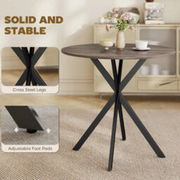 80Cm Round Dining Table, Industrial Kitchen Table With Steel Legs - thumbnail 3