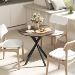 80Cm Round Dining Table, Industrial Kitchen Table With Steel Legs - thumbnail 5