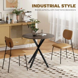 80Cm Round Dining Table, Industrial Kitchen Table With Steel Legs - thumbnail 4