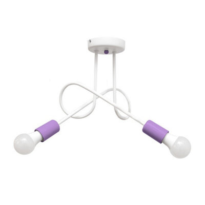 Luminosa Lighting Luminosa Oxford Multi Arm Semi Flush Ceiling Light White, Purple 38Cm
