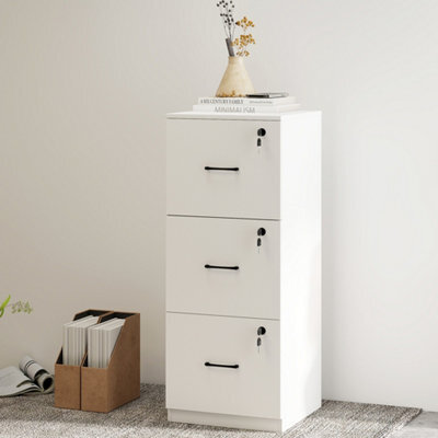 Levede 3 Lockable Drawers Wooden File Cabinet Modern Home Office Storage - image 1