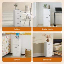 Levede 3 Lockable Drawers Wooden File Cabinet Modern Home Office Storage - thumbnail 8