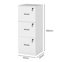 Levede 3 Lockable Drawers Wooden File Cabinet Modern Home Office Storage - thumbnail 4