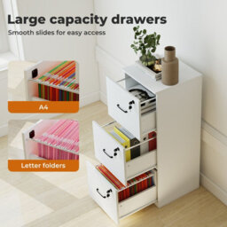 Levede 3 Lockable Drawers Wooden File Cabinet Modern Home Office Storage - thumbnail 5