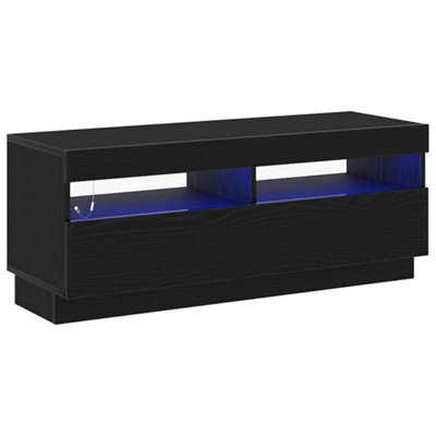 Berkfield Modern Tv Stand With Led Lights - Black Oak, 100X35X40 Cm, Made Of Engineered Wood - image 1