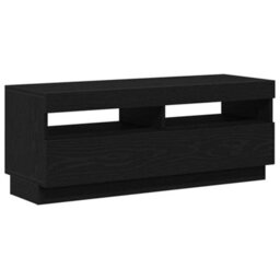 Berkfield Modern Tv Stand With Led Lights - Black Oak, 100X35X40 Cm, Made Of Engineered Wood - thumbnail 5